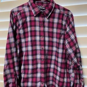 Lands' End Women's Long Sleeves Flannel Purple Plum Blouse Top Size 16w